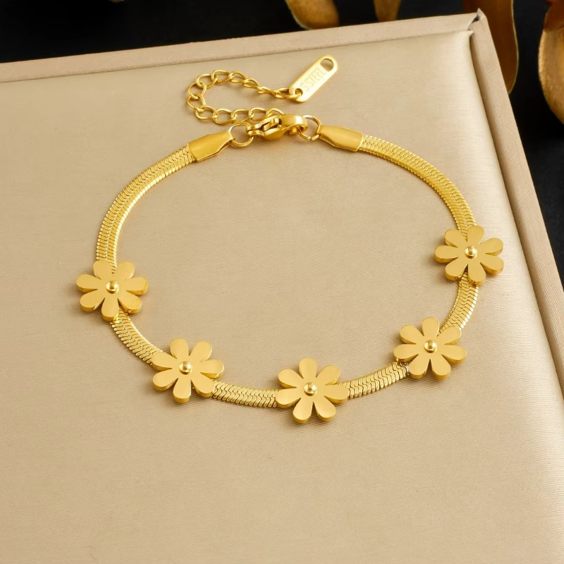 Flower Little Daisy Snake Bone Bracelet