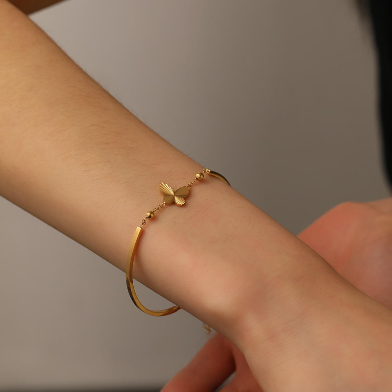 Adjustable Small Round Ball Butterfly Bracelet