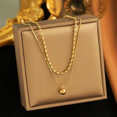 Round Bead Double Layered Necklace