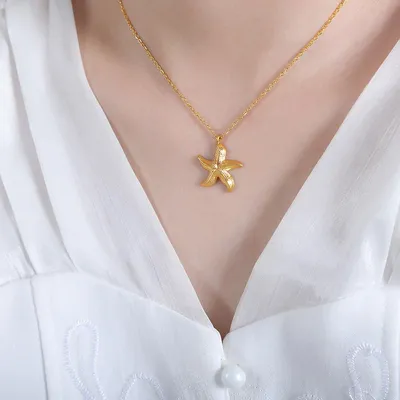 Gold-Plated Starfish Pendant Necklace