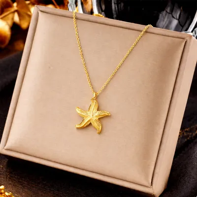 Gold-Plated Starfish Pendant Necklace