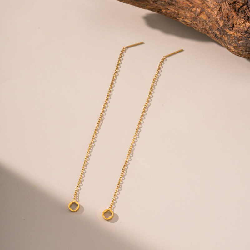 Gold-Plated Tassel Threader Earrings