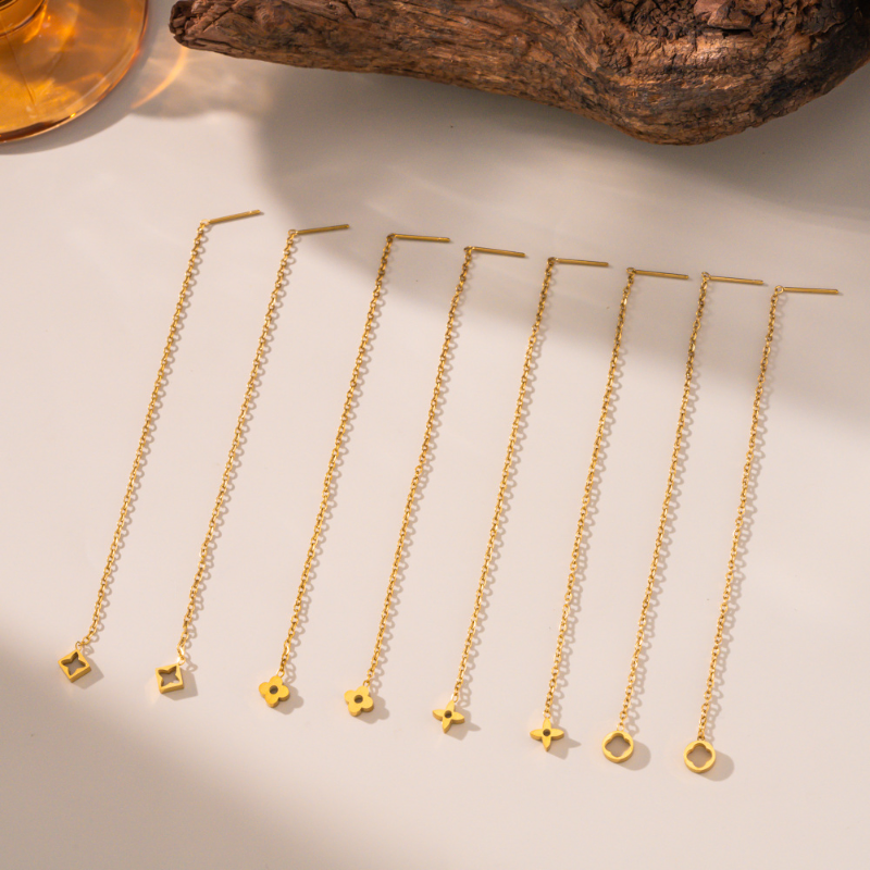 Gold-Plated Tassel Threader Earrings