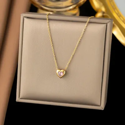 Simple Pink Zircon Heart Necklace