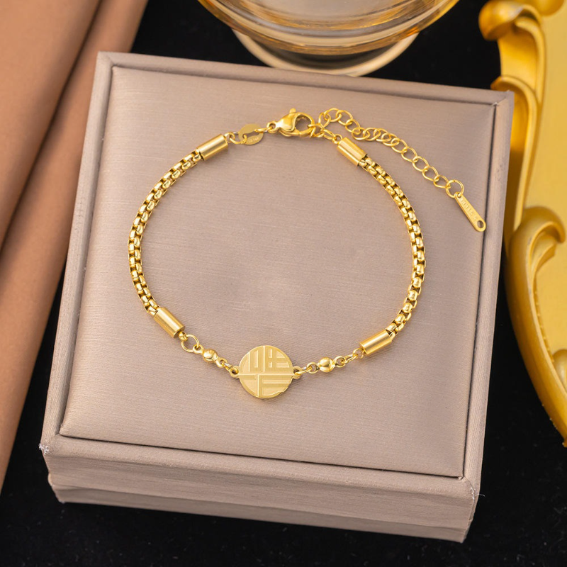 Stainless Steel Lucky Link Chain Bracelet