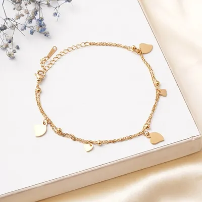 Gold Plated Double Layer Heart Beads Bracelets