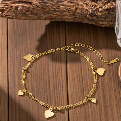 Gold Plated Double Layer Heart Beads Bracelets