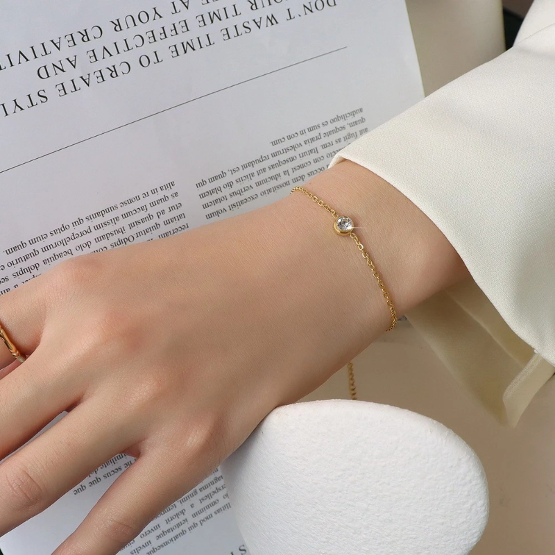 Stainless Steel Diamond Pendant Bracelet