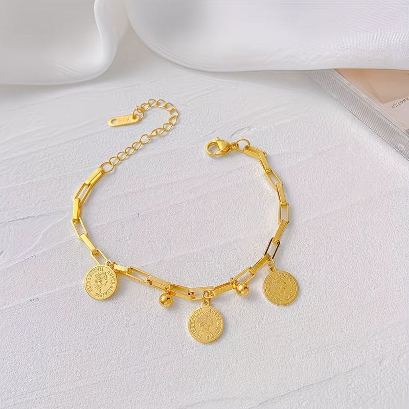 Queen Crown Charm Link Bracelet