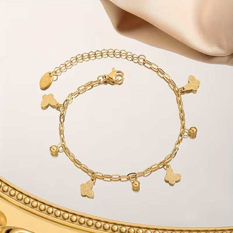 Stainless Steel Butterfly Beads Bracelet