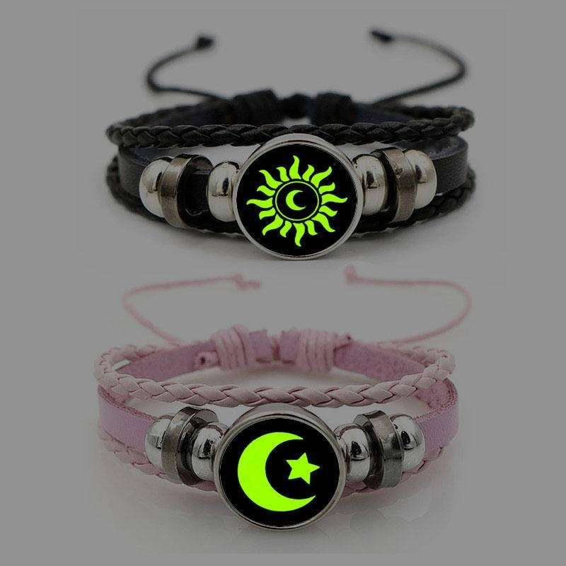 2 Pcs Sun Moon Luminous Bracelet Set