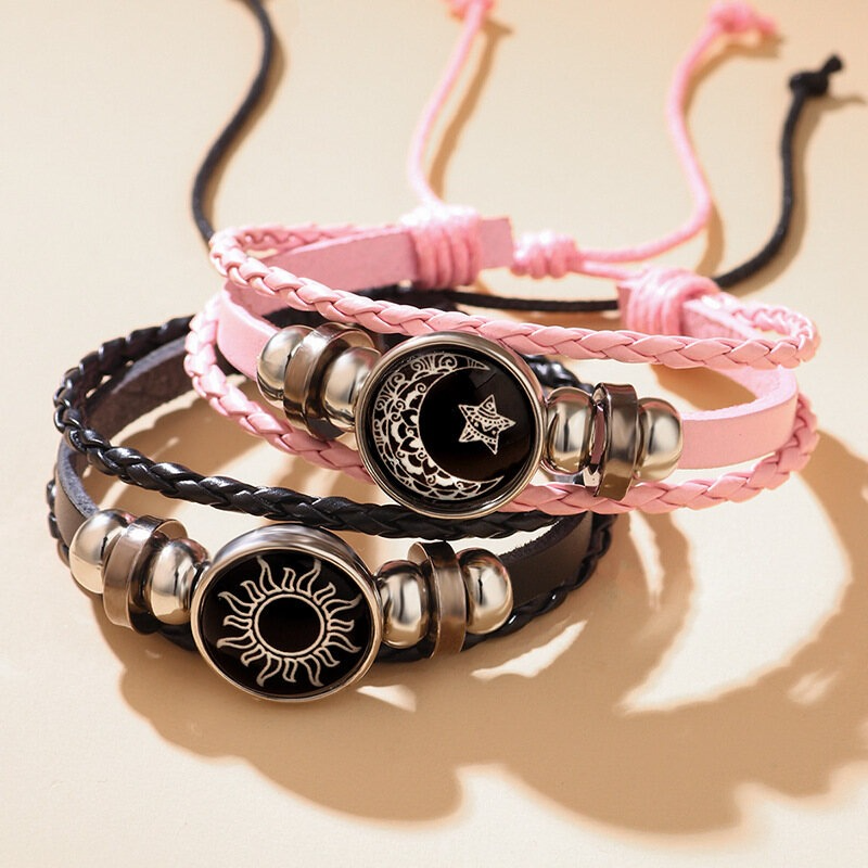 2 Pcs Sun Moon Luminous Bracelet Set