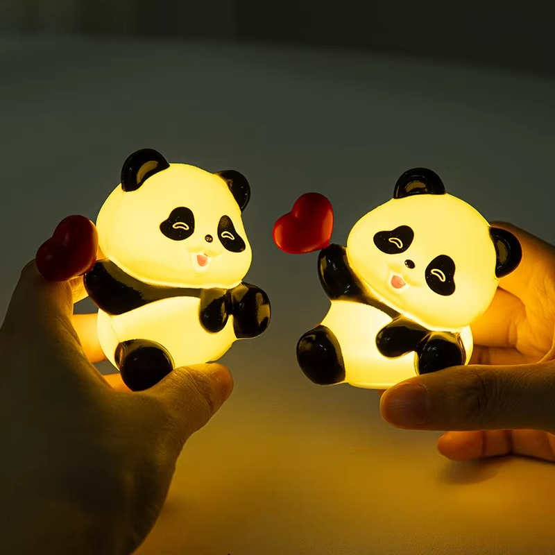 Cute Panda LED Night Light with Heart