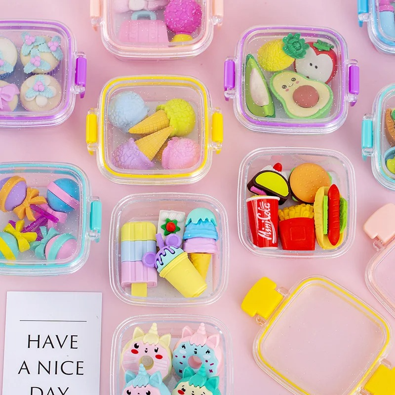  Cute Bento Box Eraser Set