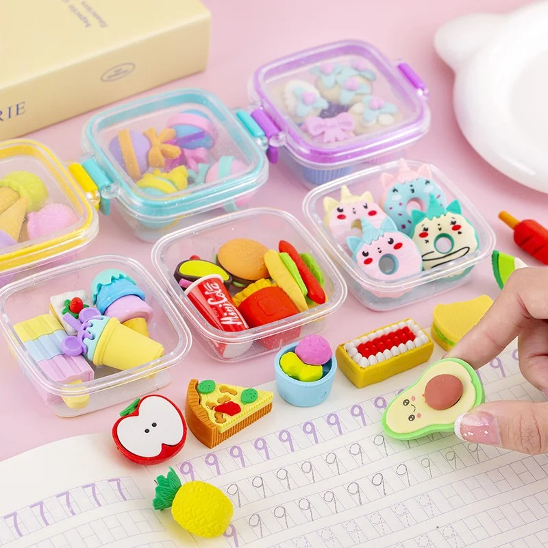  Cute Bento Box Eraser Set