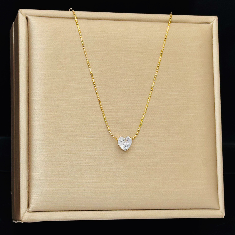White Stone Heart Neck Chain Pendant