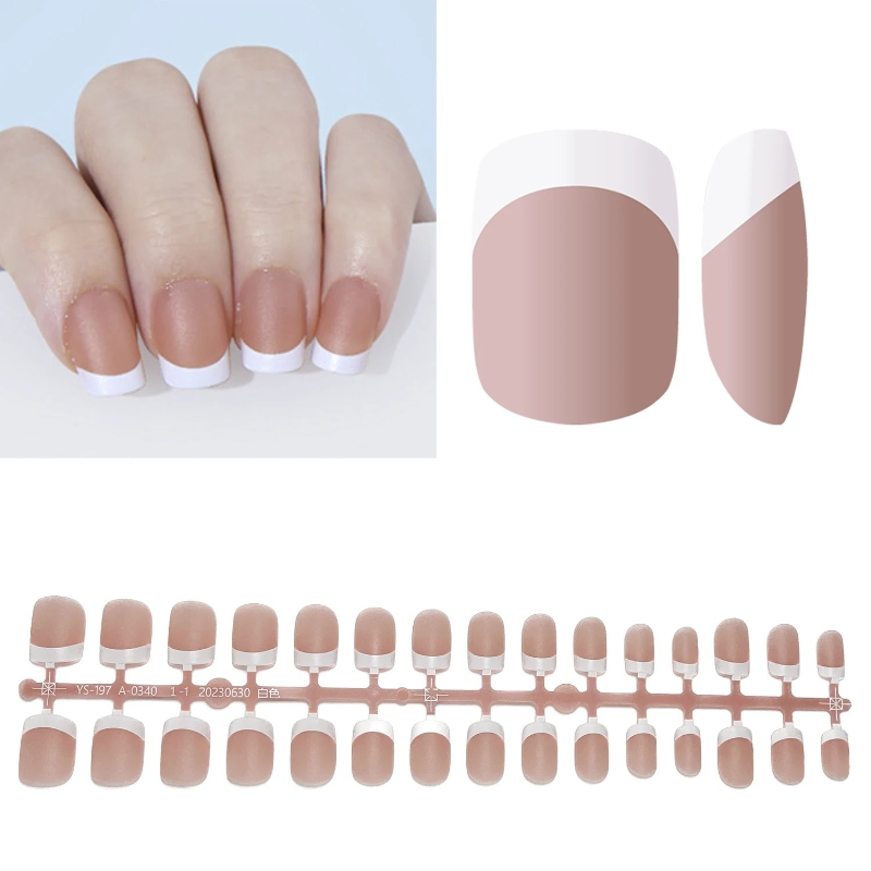 30 Pcs Square-Nude French Nails