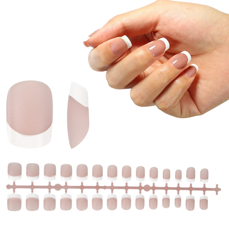 30 Pcs Square-Nude French Nails
