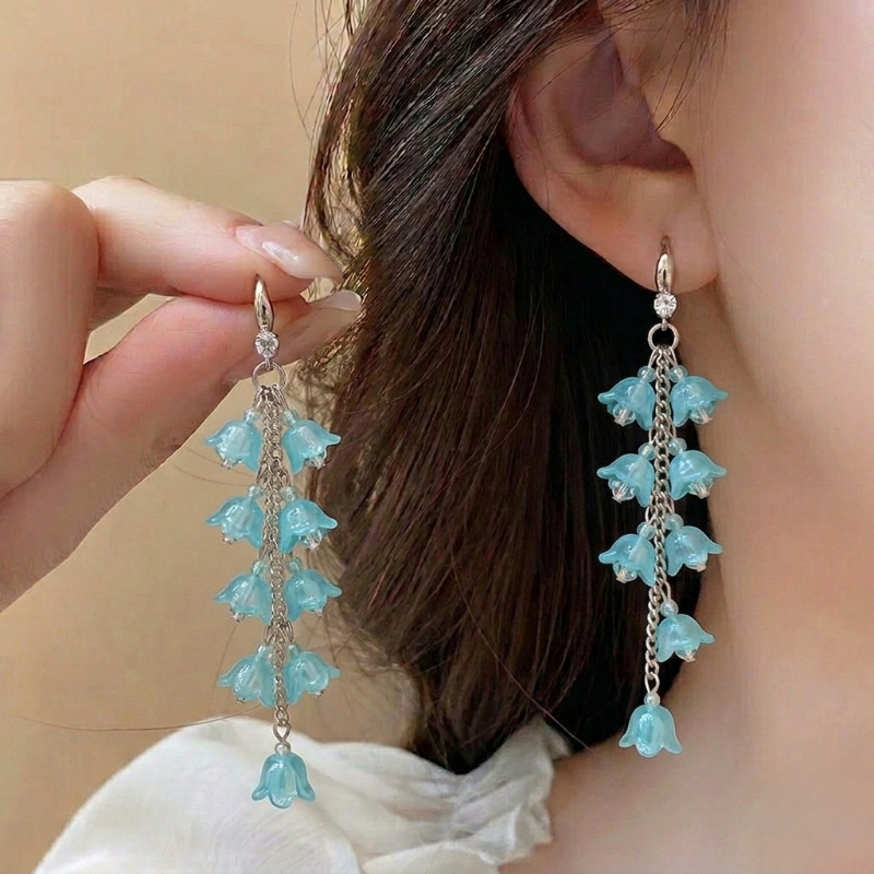 Vintage Bell Flower Tassel Earrings