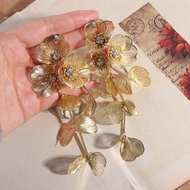 Elegant Long Petal Tassel Earrings