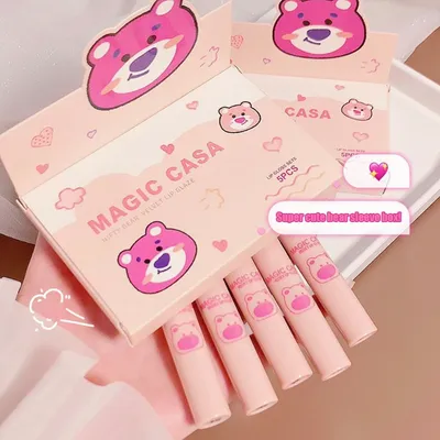 5 Pcs Magic Casa Bear Velvet Lip Glaze Set