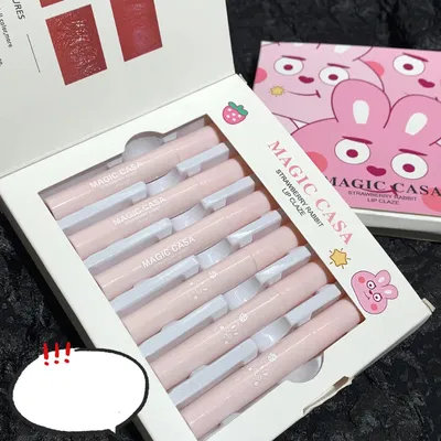 6 Pcs Strawberry Rabbit Lip Glaze Set