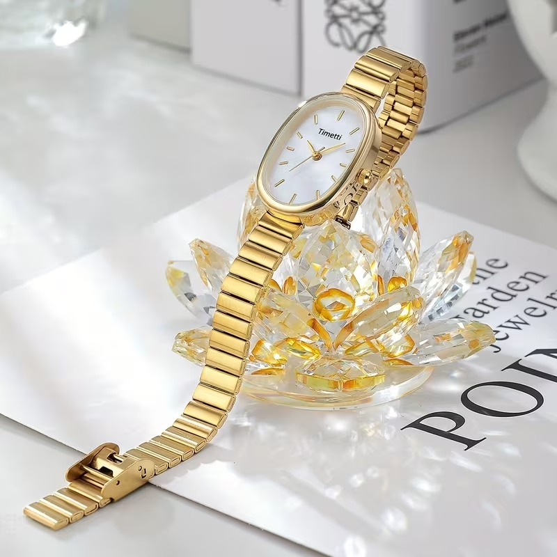 Oval Small Dial Bamboo Strap Wrist Watch