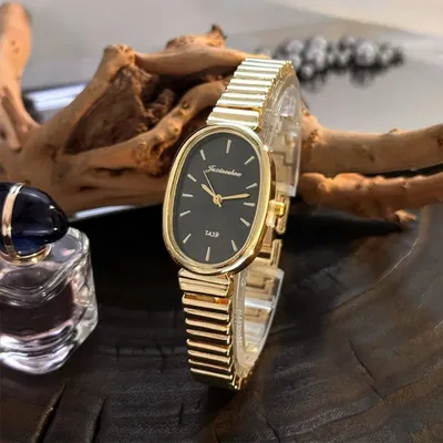 Oval Small Dial Bamboo Strap Wrist Watch