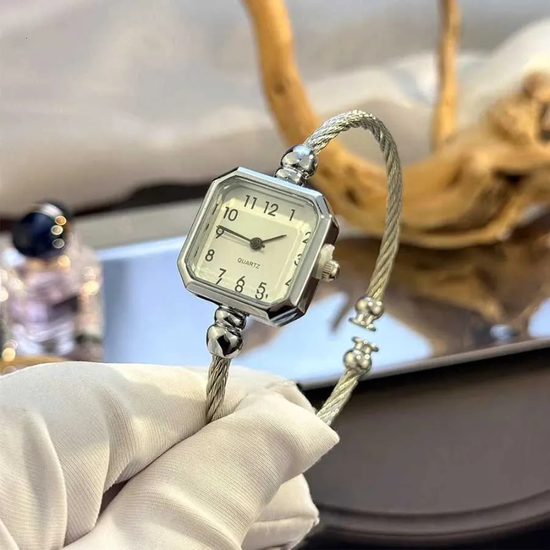 Casual Digital Square Open-Ended Watch Bracelet