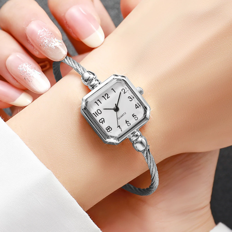 Casual Digital Square Open-Ended Watch Bracelet
