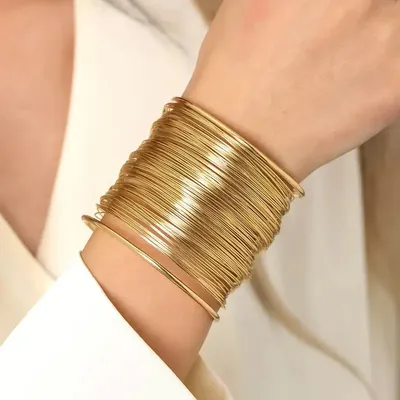 Multi-Layer Wire Open Cuff Bracelet
