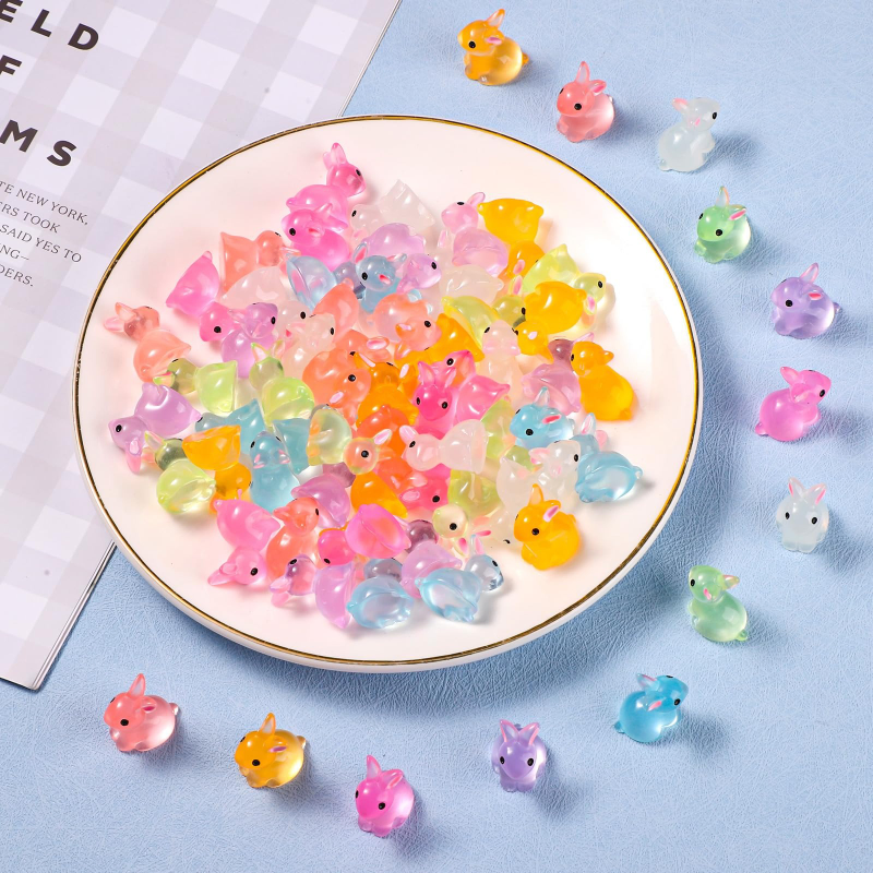 10 PCS Bunny Miniature Glow in The Dark