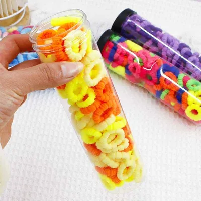 100 Pcs/Bottle Colorful Star Kids Hair Elastic Band