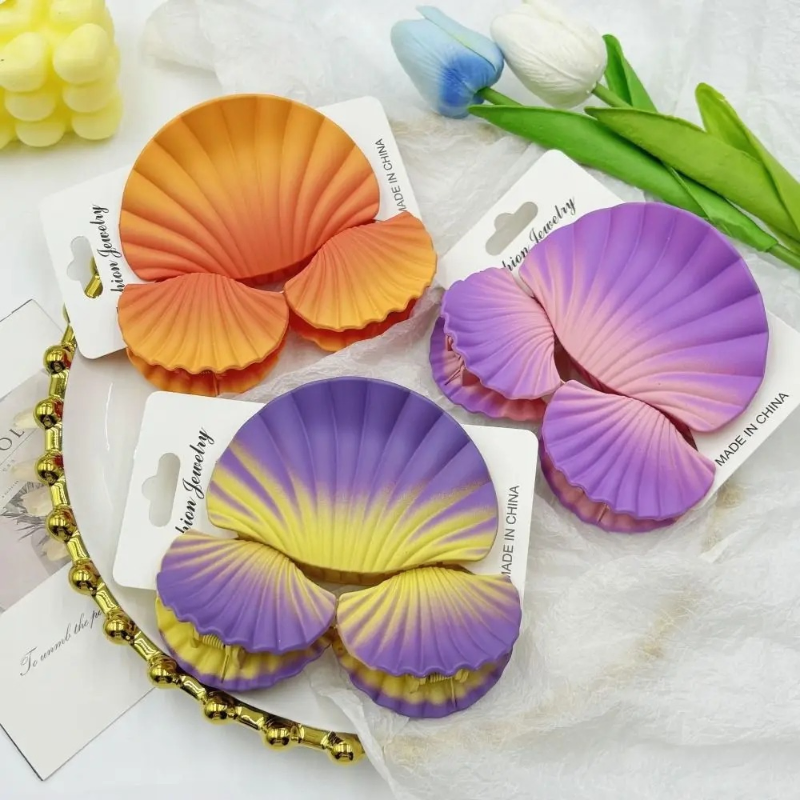 3 Pcs Gradient Dreamy Shell Hair Claw Clip Set