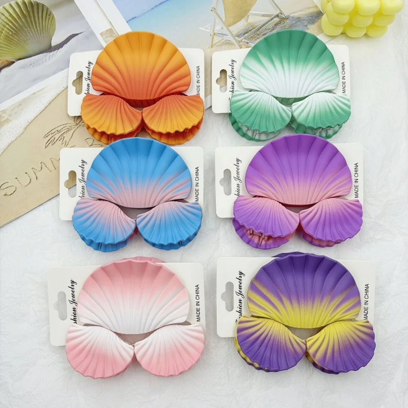 3 Pcs Gradient Dreamy Shell Hair Claw Clip Set