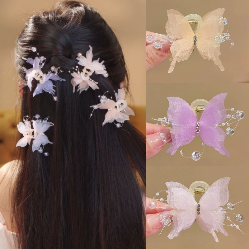 Korean Butterfly Beads Hair Clip