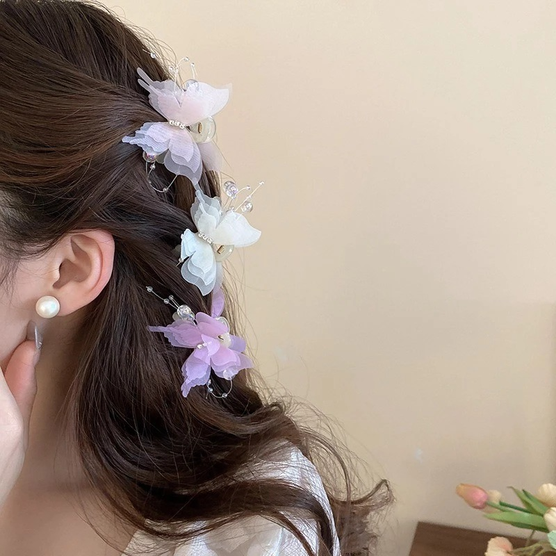 Korean Butterfly Beads Hair Clip