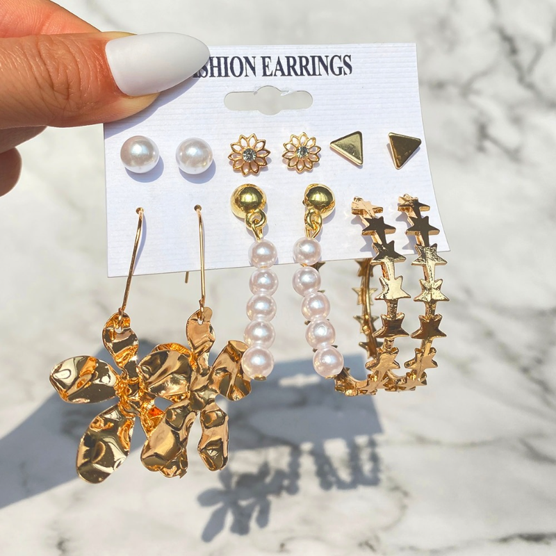 6 Pairs Punk Dangle Drop Earring Set