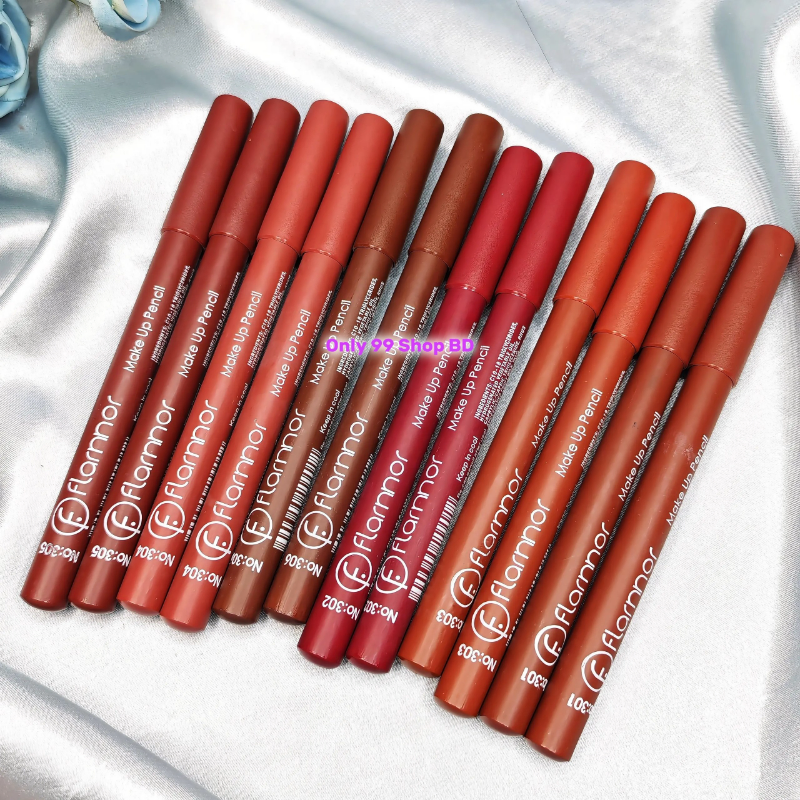 12 Pcs Flormar Matte Wooden Lip Liner Lipstick Set