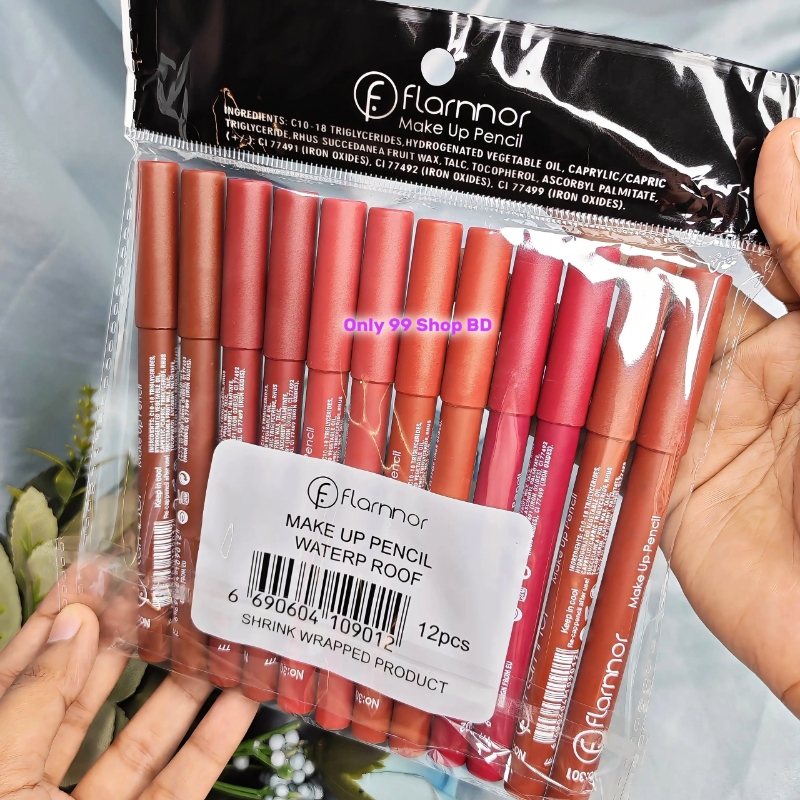 12 Pcs Flormar Matte Wooden Lip Liner Lipstick Set
