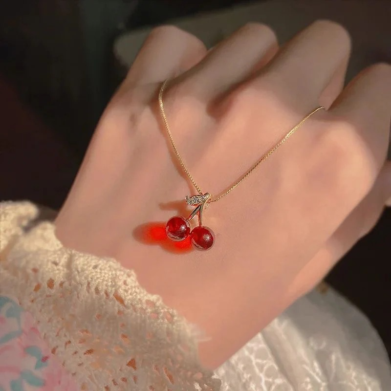 Red Cherry Chokers Pendant Necklace