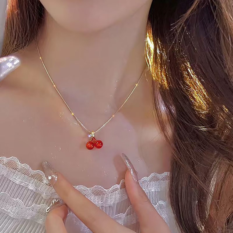 Red Cherry Chokers Pendant Necklace