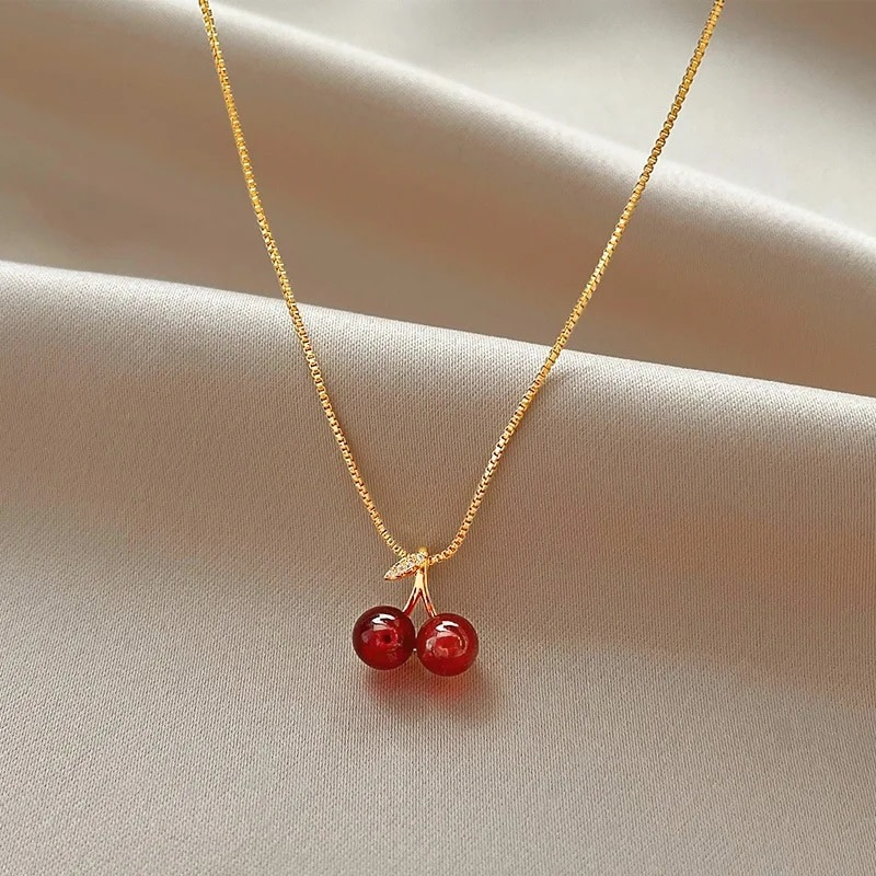 Red Cherry Chokers Pendant Necklace
