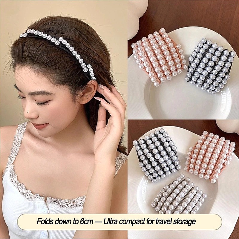 Foldable Elastic Pearl Headband (1 Pc)