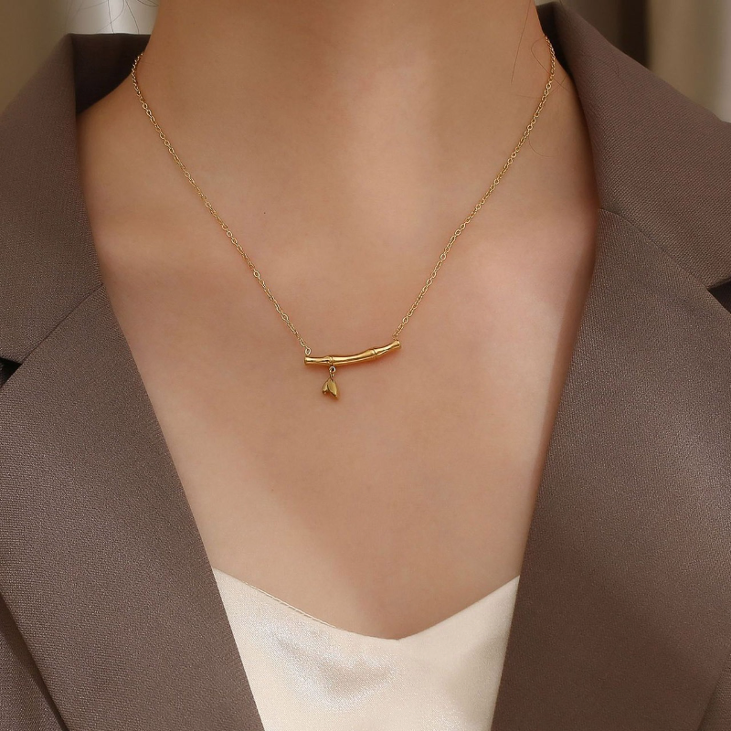 Gold Plated Bamboo Leaf Necklace 