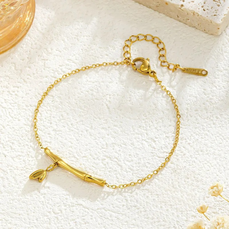 Gold Plated Bamboo Leaf Bracelet