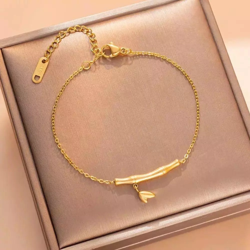 Gold Plated Bamboo Leaf Bracelet