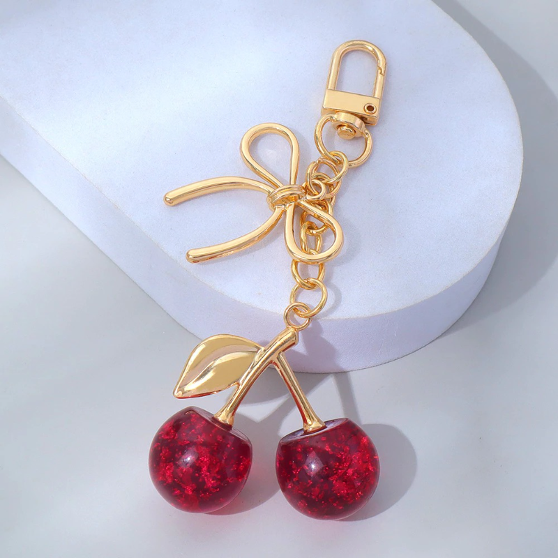 Fashion Mini Bowknot Cherry Keychain (1 Pc)