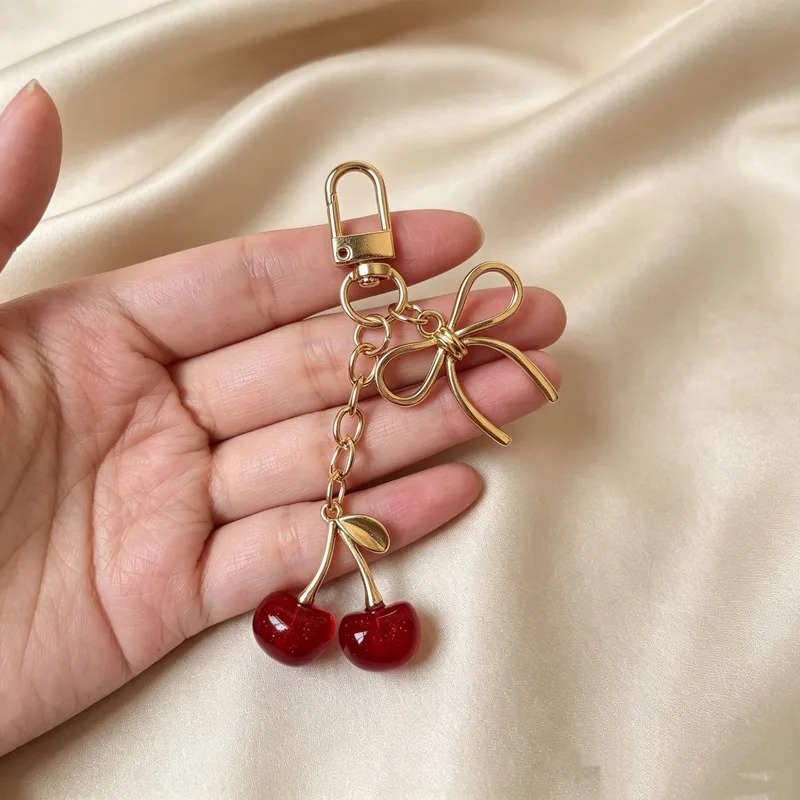 Fashion Mini Bowknot Cherry Keychain (1 Pc)