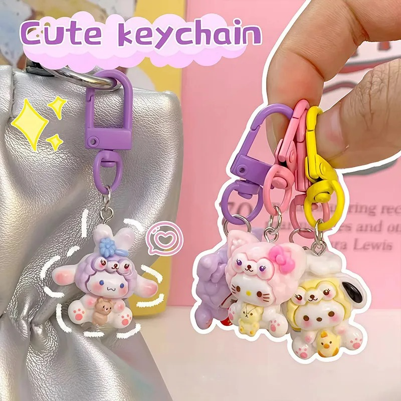 Cute Flash Sanrio Macaron Keychain (3 Pc)